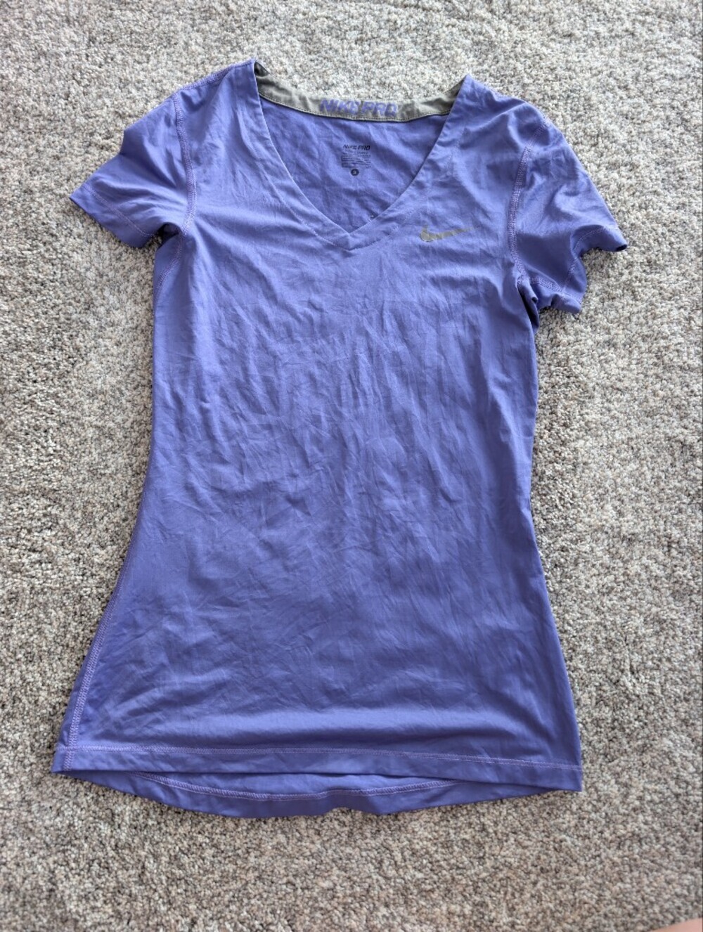 Nike Pro Dri-FIT Purple V-Neck Short Sleeve Athletic Top Size S